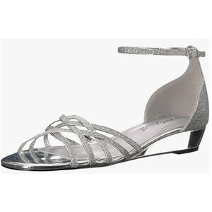 Easy Street Women's Tarrah Wedge Sandal, Silver Glitter, 8.5 M US